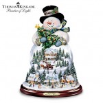 Thomas Kinkade Musical Snowman Snow Globe With Lights