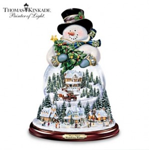 Thomas Kinkade Musical Snowman Snow Globe